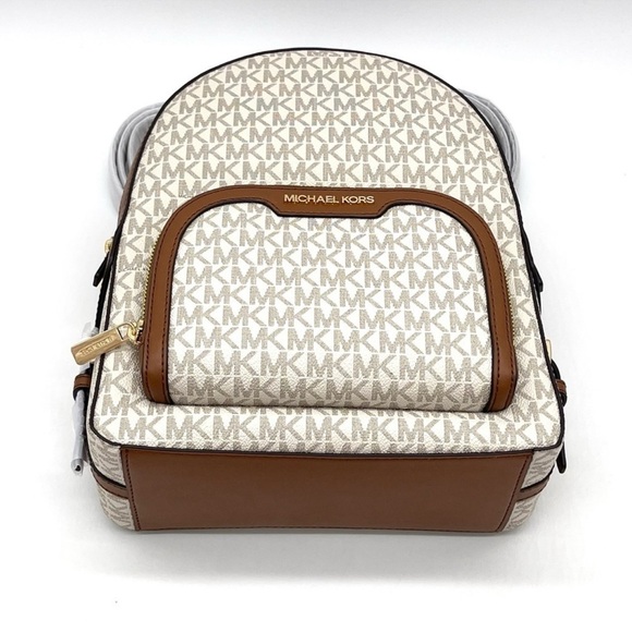 Michael Kors Jaycee Medium Zip Packet Backpack Vanilla/Brown (NWT) - Picture 5 of 11